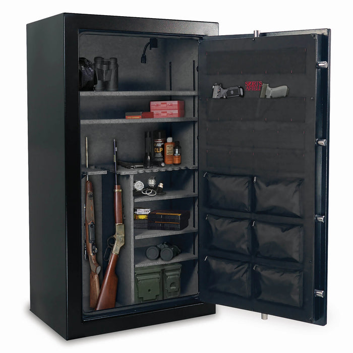 Sports Afield Preserve SA72040P 60-Gun Fire and Waterproof Gun Safe with Electronic Lock, Black Textured Gloss - Ironclad Sentry