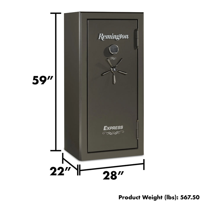 Remington Express SAR5924E 24-Gun Fireproof and Waterproof Gun Safe with Electronic Lock, Graphite Satin Metallic Finish - Ironclad Sentry