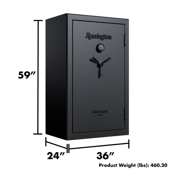 Remington Gun Club SAR5936GC 36 + 4-Gun Fireproof and Waterproof Gun Safe with Electronic Lock, Black Gloss Hammertone Finish - Ironclad Sentry