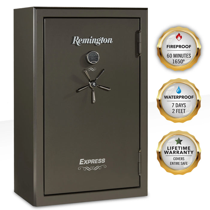 Remington Express SAR5944E 44-Gun Fireproof and Waterproof Gun Safe with Electronic Lock, Graphite Satin Metallic Finish - Ironclad Sentry