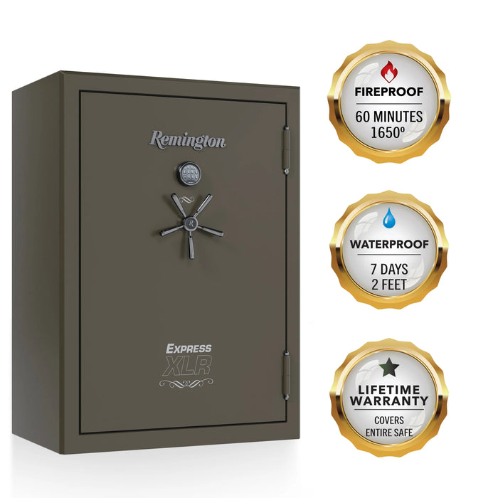 Remington Express SAR5960E-XLR 60-Gun Fireproof and Waterproof Gun Safe with Electronic Lock, Graphite Satin Metallic Finish - Ironclad Sentry