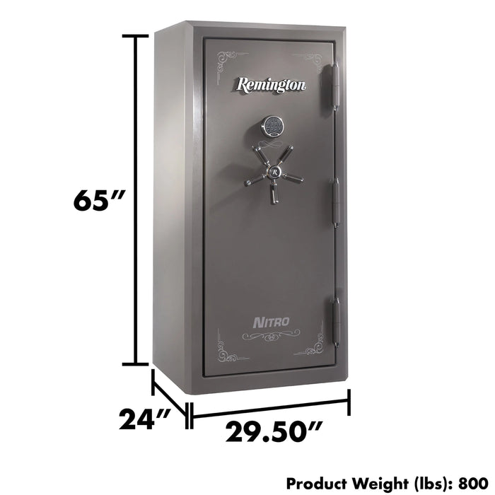 Remington Nitro SAR6526 Nitro 26-Gun Fireproof and Waterproof Gun Safe with Electronic Lock, Seltzer Gray Gloss - Ironclad Sentry