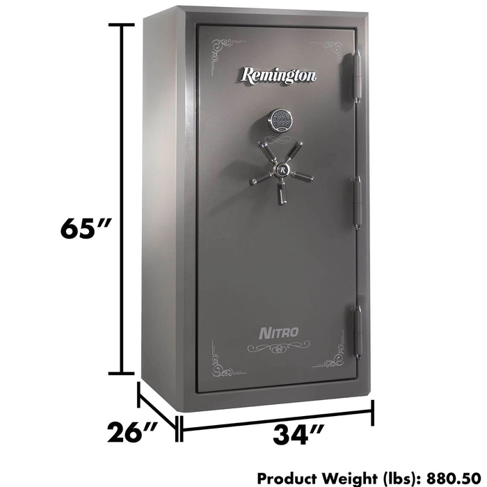 Remington Nitro SAR6536N Nitro 36-Gun Fireproof and Waterproof Gun Safe with Electronic Lock, Seltzer Gray Gloss - Ironclad Sentry