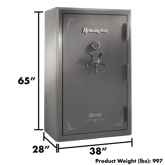 Remington Nitro SAR6546N Nitro 46-Gun Fireproof and Waterproof Gun Safe with Electronic Lock, Seltzer Gray Gloss - Ironclad Sentry