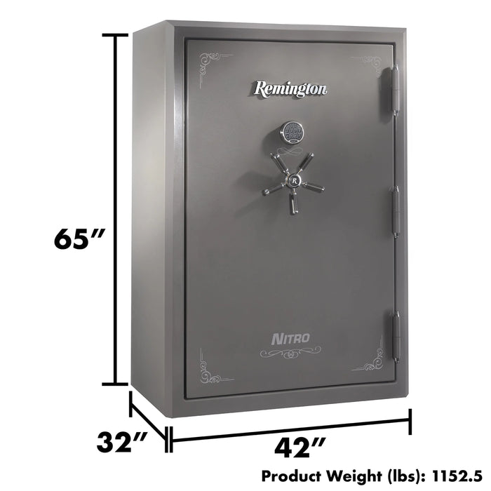 Remington Nitro SAR6556N Nitro 56-Gun Fireproof and Waterproof Gun Safe with Electronic Lock, Seltzer Gray Gloss - Ironclad Sentry